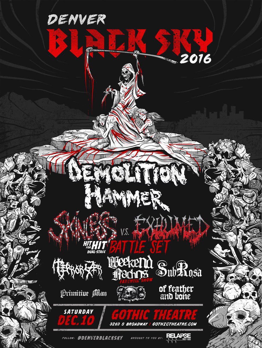 .<a href="/DenverBlackSky/">Denver Black Sky</a> fest in December w/ #SKINLESS <a href="/ExhumedOfficial/">Exhumed</a> + more! Info: goo.gl/MXOkOy