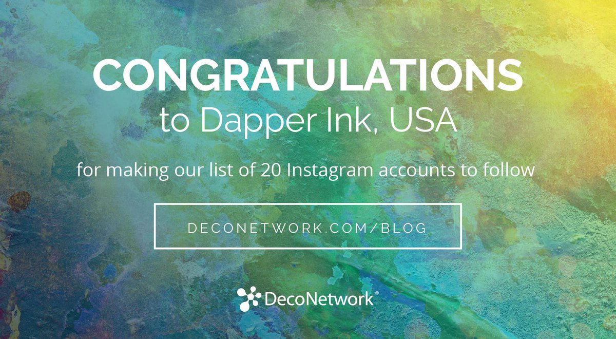 DecoNetwork's tweet photo. Well done @DapperInk for making our list of 20 Impressive Instagrammers. See the full list: https://t.co/JeE5ytTQkC https://t.co/QltojOp3wZ