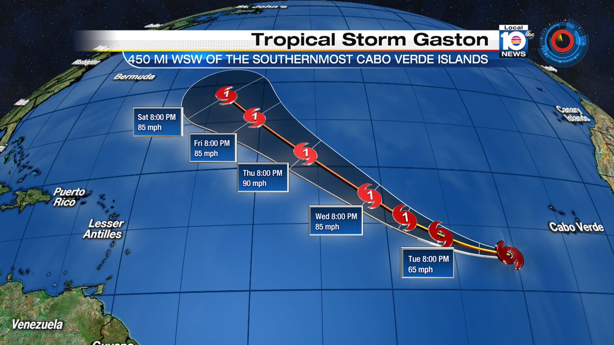 Tropical Storm Gaston forms over the far eastern Atlantic.  It is not a threat for South Florida. https://t.co/NyQdnB06Oo