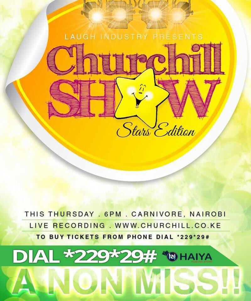 MticketsEvents_'s tweet photo. CHURCHILL SHOW live recording this Thursday @CarnivoreKe #StarsEdition DIAL *229*29# TO BUY TICKETS Easily On Mobile https://t.co/389EVRwvqG