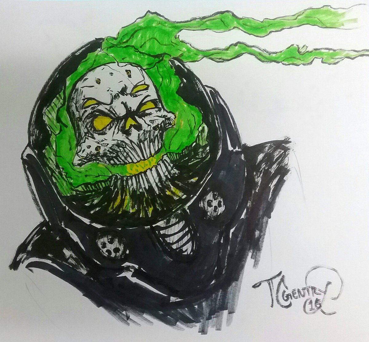 TheothosGentry's tweet photo. Who's ready for #inktober?! #sketchesfromthebreakroom! #spacephantom #phantom #skull #creature #sketch #art #goul https://t.co/ojMxdsJX3D