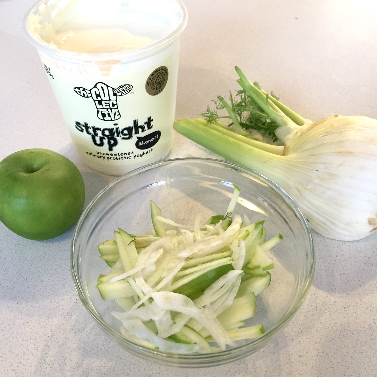 <a href="/gr8dairynobull/">the collective NZ</a> discovered my kids are partial to an apple fennel slaw with Straight Up #winning #speedydinner