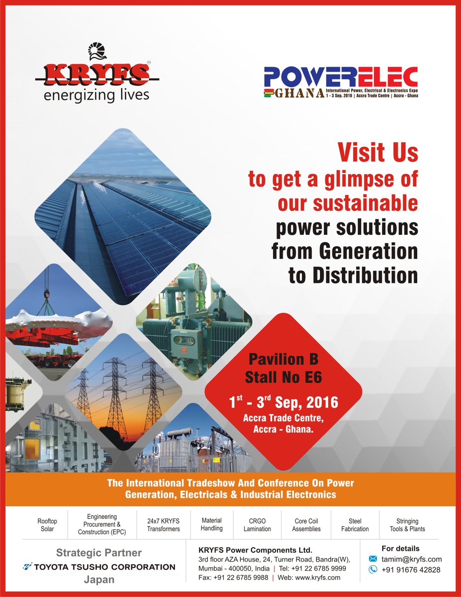 KRYFSGroup's tweet photo. #KRYFS at #POWERELEC Ghana 2016. Visit us to get a glimpse of our Sustainable Power Solutions. https://t.co/Jglypo1nbo