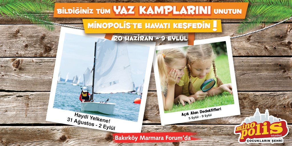 Minopolis Yaz Kampı'nda gelecek haftanın teması: Haydi Yelkene! Kampa kayıt ve bilgi için: bit.ly/29OXWZV