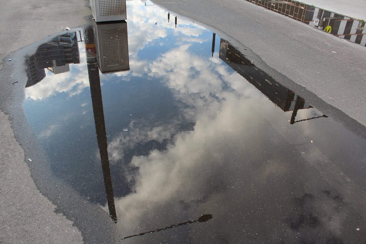 claireq_'s tweet photo. There's something really cool about seeing clouds in a puddle of water that came from a cloud #waterception https://t.co/QVAdlrPFtv