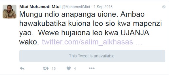 Watu haijulikani wana biashara gani, na wanatabiria watu vifo Twita. Vifo vya wakati wa uchaguzi mkuu vichunguzwege.