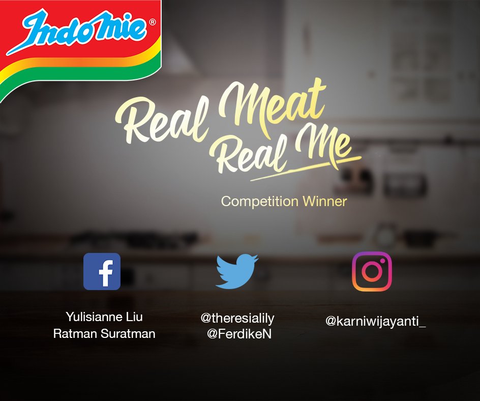 Indomielovers's tweet photo. Selamat utk pemenang #RealMeatRealMe lainnya! Jgn lupa kirim data diri kamu via message ya! @theresialily @FerdikeN https://t.co/udYtquifn6