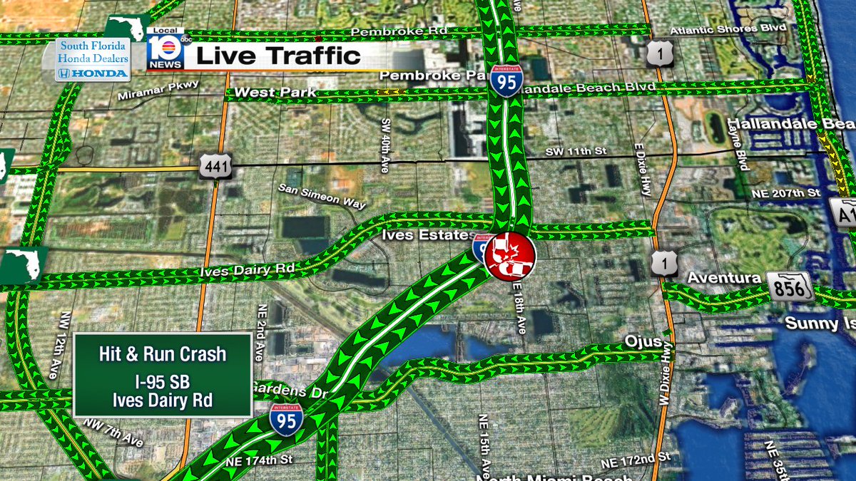 Crash on I-95 SB at Ives Dairy Rd #traffic https://t.co/L1eoEUgUCD