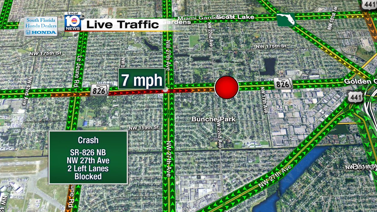 Crash on SR-826 NB at NW 27th Ave #traffic #miami https://t.co/BUNaA9bnkW