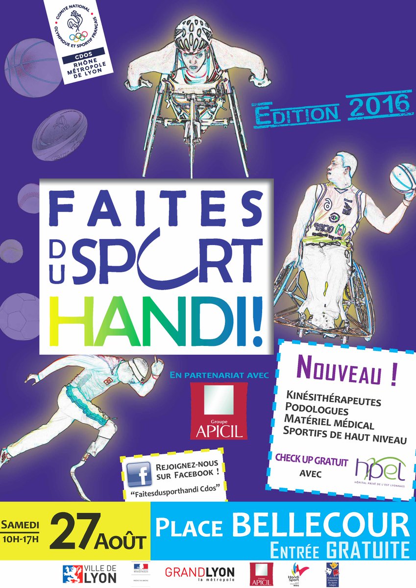 #Sport #Lyon Ce samedi 27 août, rendez-vous place Bellecour pour l'événement "Faites du Sport Handi !"