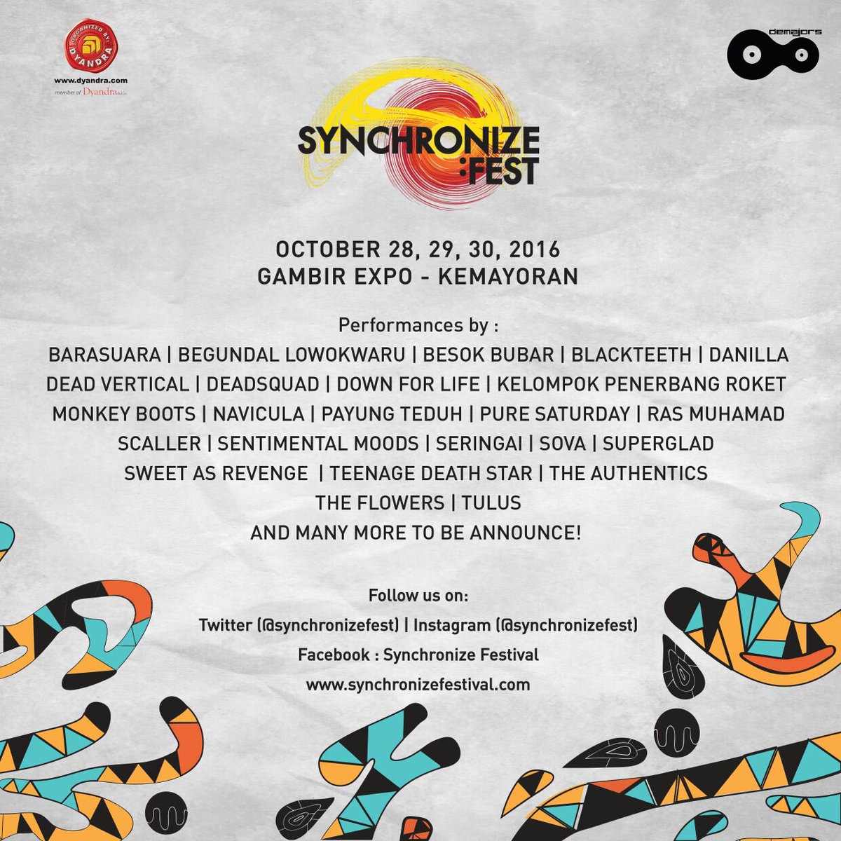 Festival Kolektif, kemerdekaan independensi! Rayakan #SynchronizeFest, masih ada 75 nama band lg yang akan diumumkan