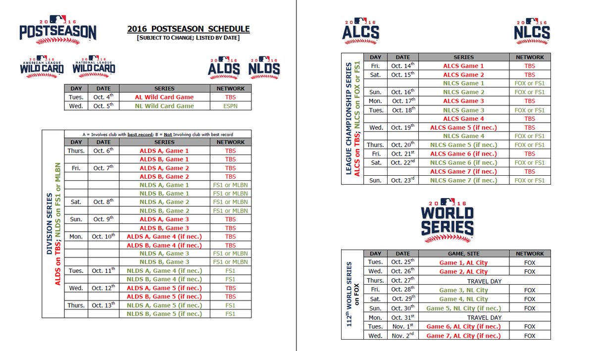 Tenemos Calendario De La Postemporada Y Serie Mundial 16 Bate Pelota Y Tacones
