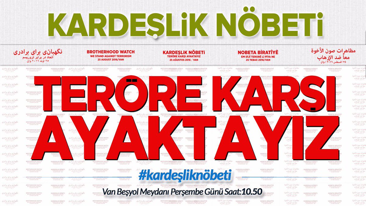 #ÇanakkaleRuhu ile 
#KardeşlikNöbeti 
tutmak için
1000 STK Perşembe günü
Van Beşyol Meydanındayız

<a href="/yenisafakwriter/">yusuf kaplan</a>