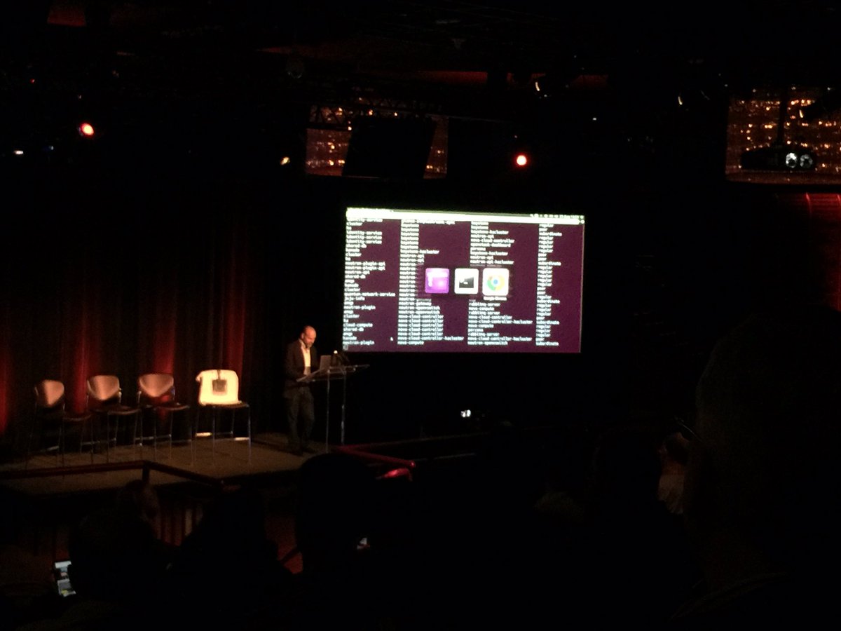Mark Shuttlworth still mastering the command line! I Thawte those days where over. AWESOME! #OpenStackEast <a href="/ubuntu/">Ubuntu</a>