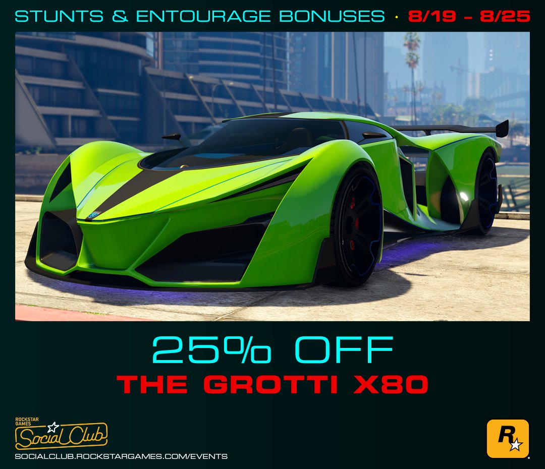 Rockstar Games 25 Off The Grotti X80 Proto Super Car Thru This Thursday Aug 25 Gtaonline T Co 5i8jg0cwwe