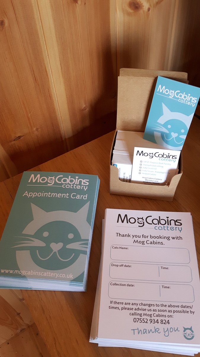 Our new appointment cards! #cattery #cathotel #CatsOfTwitter #northallerton #northyorkshire
