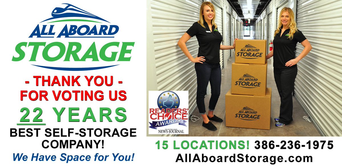 StorageDaytona's tweet image. We've won best self-storage company in @dbnewsjournal Reader's Choice award for 22 years! Thank you for choosing us!