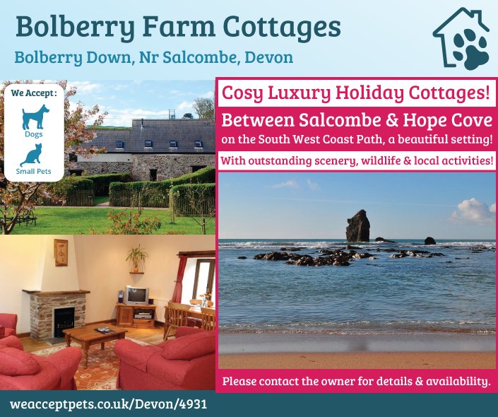 #BolberryFarmCottages are only 1 mile from the #picturesque thatched village of #HopeCove.
weacceptpets.co.uk/Devon/4931