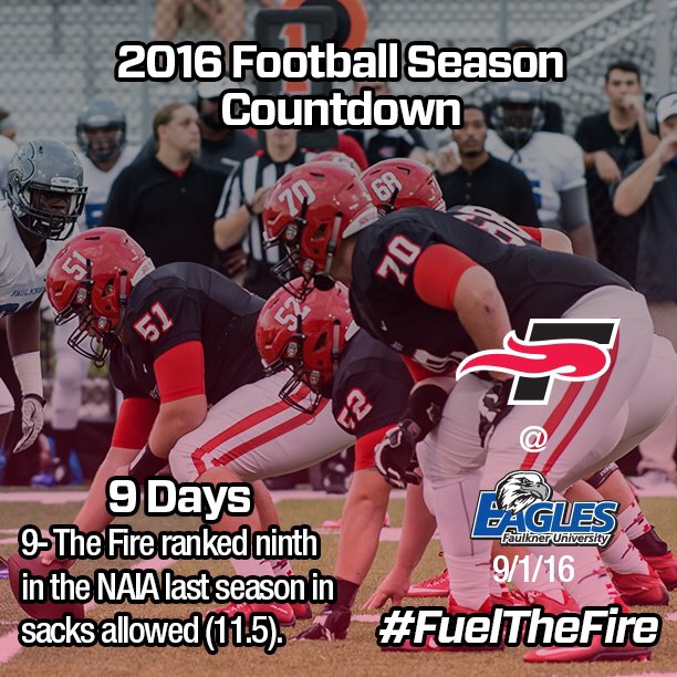 FireAthletics's tweet photo. Football at Faulkner; a week from Thursday! #FuelTheFire https://t.co/DJmpNTjmzw