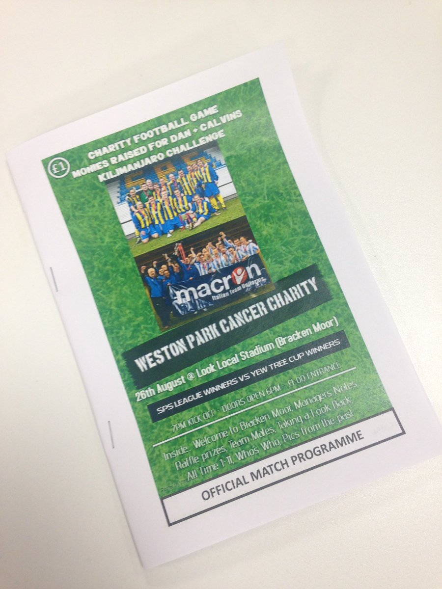 spssunday's tweet photo. Don't forget to get your "new look" 22 page match program Friday for £1. All proceeds to Weston Park Cancer Charity https://t.co/C8BvnRHgxV