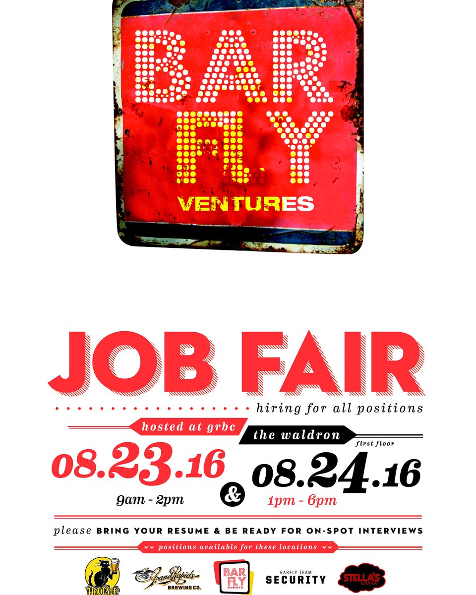 GRBrewingCo's tweet image. Now-2pm here. Hiring all jobs for GRBC, @HopCatGR, and event staff for @thewaldrongr. All sites NEED kitchen staff.