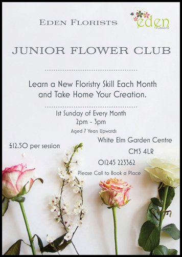 junior flower club. learn to make bouquets &amp; other floristry skills. Take home your creation. call now to book.