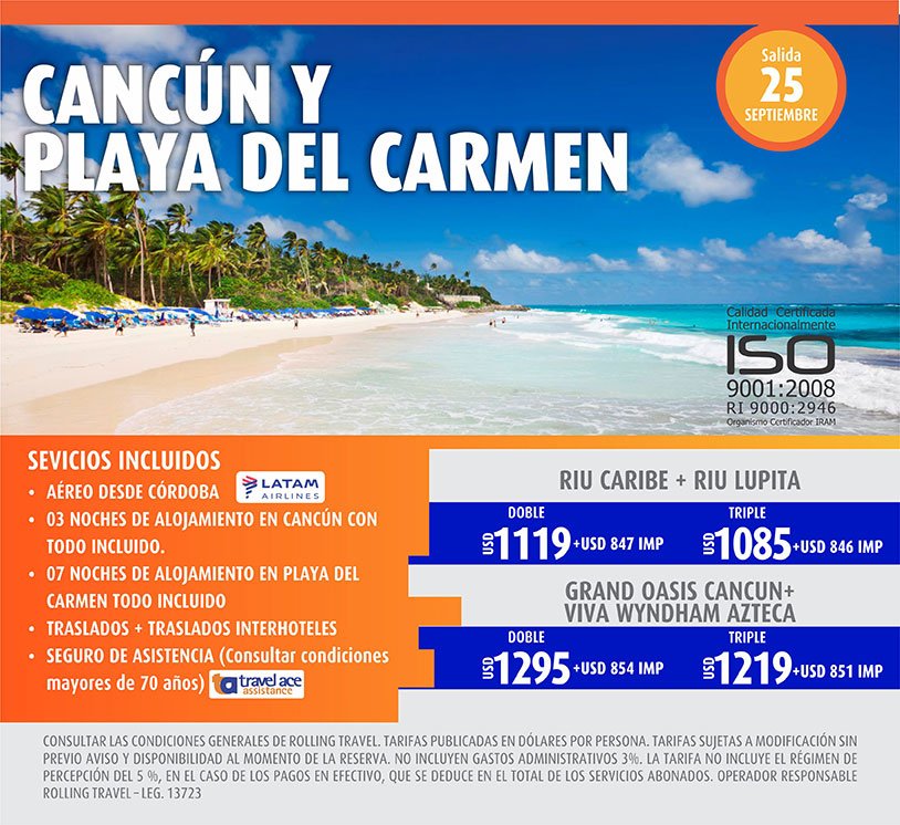 rolling_travel's tweet image. ¡México te espera en Septiembre!
Disfrutá de las playas más lindas.🌊🌊☀☀ #alorolling #RollingTravel @LATAM_ARG