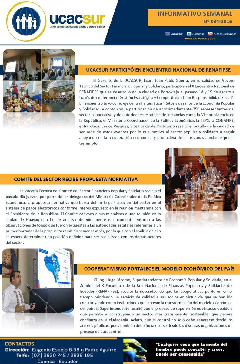 Cooperativismo Fortalece el Modelo Económico del #Ecuador. Más en tu #Informativo. <a href="/seps_ec/">Superintendencia de Economía Popular y Solidaria</a>