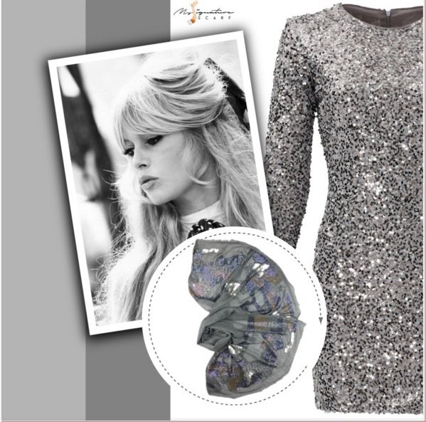 MySigScarf's tweet photo. Our Chloe Grey Sequin Wool Silk Scarf will give you all the attention you want! #mysignaturescarf #scarf #scarves https://t.co/EhU8dSGdkh