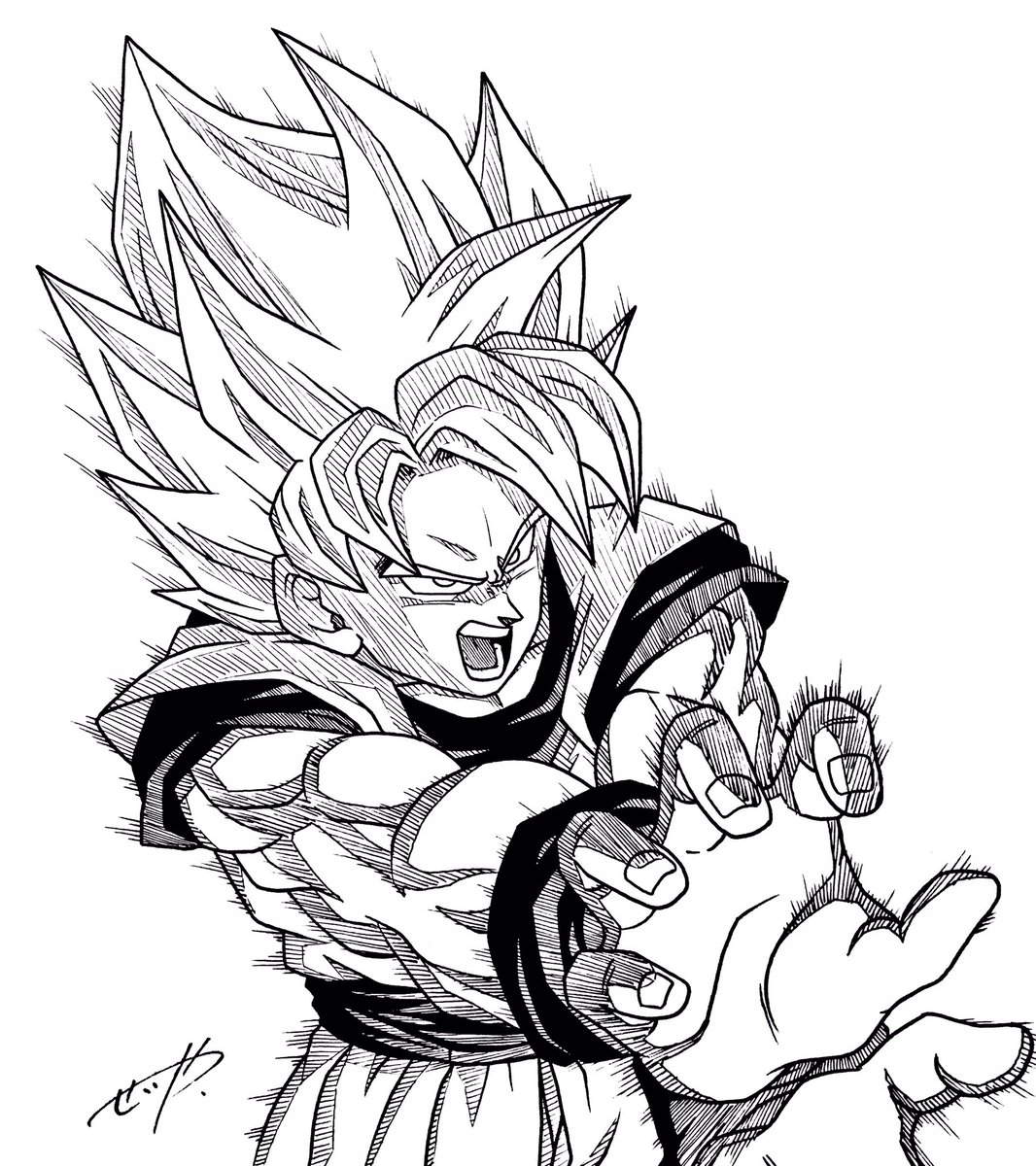 さいころせいや Na Twitteru 悟空 描いてみた エフェクトの線ってほんと大変 Dragonball ドラゴンボール 孫悟空 イラスト 絵描きさんと繋がりたい