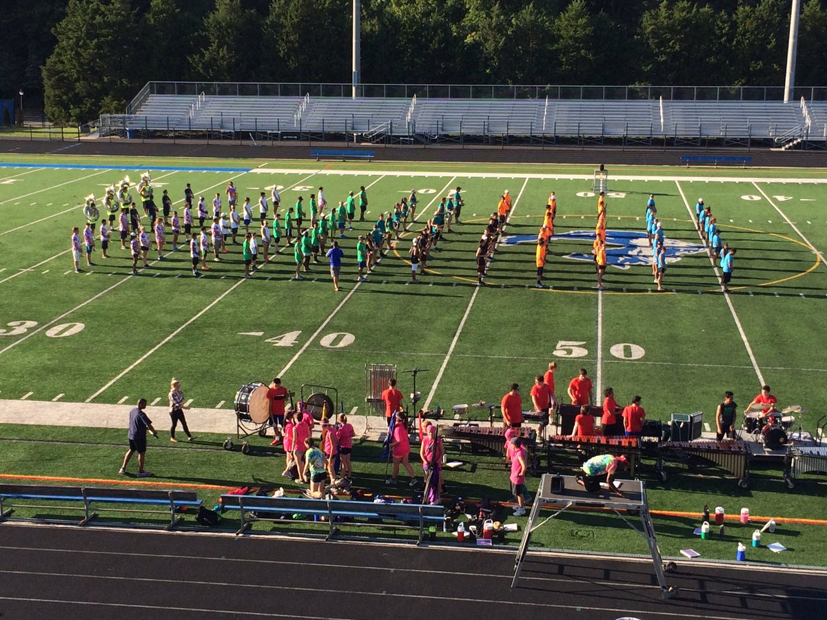 <a href="/FairfaxHSBands/">Fairfax HS Bands</a> starting their parent preview with marching fundamentals. Looking good even without the music!