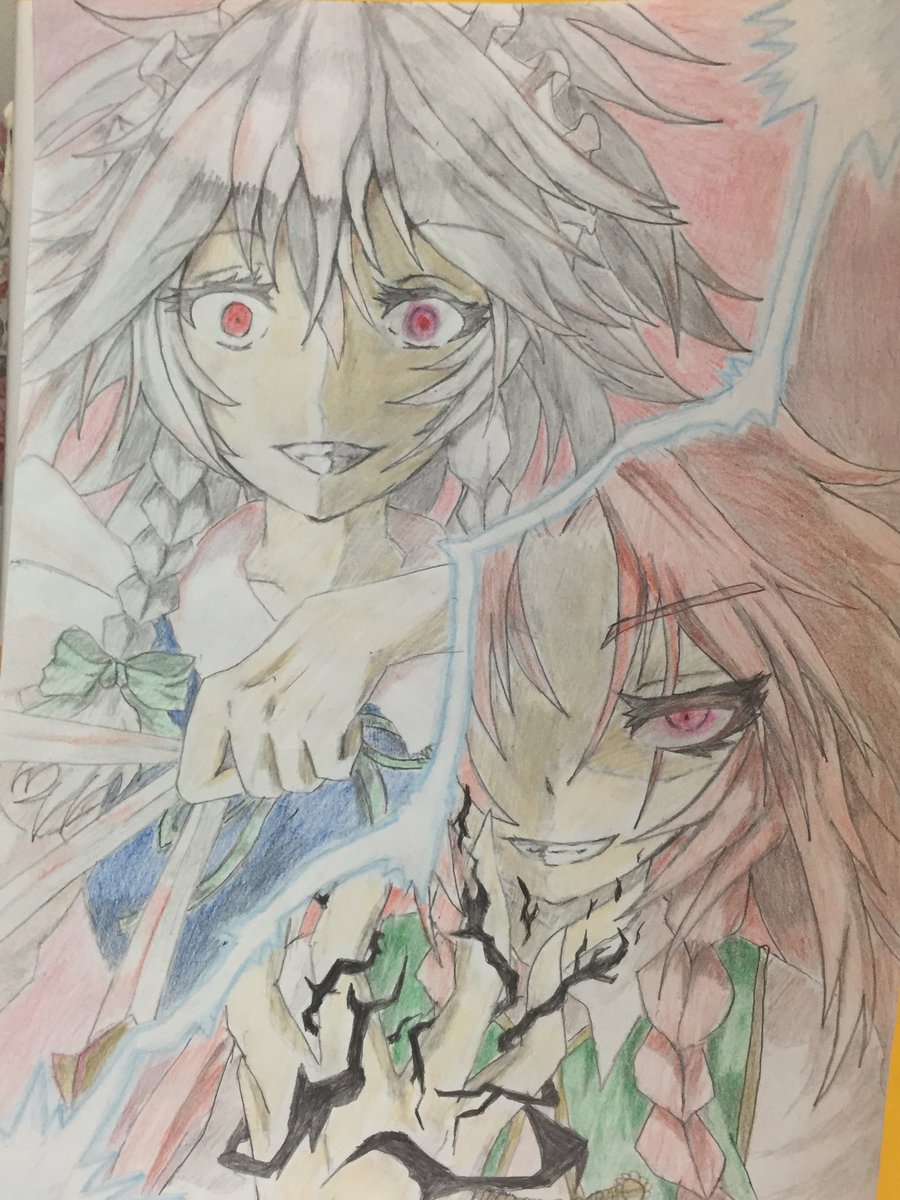 Desire フォロワーさん900人突破記念に描きました めーさくです 紅魔館のメイドを率いる瀟洒なメイド長 十六夜 咲夜 紅魔館の門番 紅美鈴 ありがとうございます