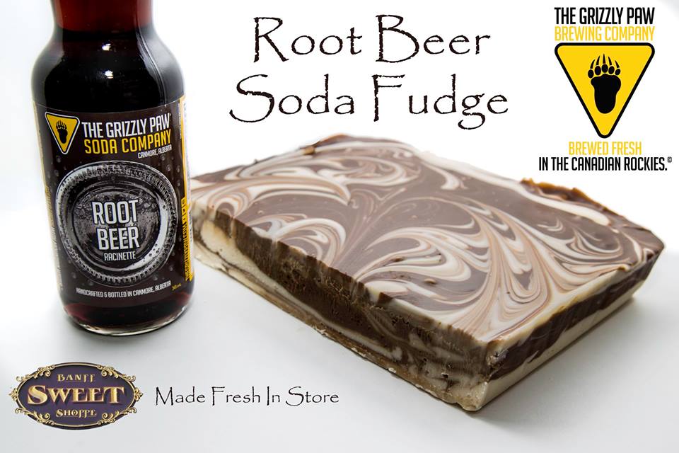TheGrizzlyPaw's tweet image. We've teamed up with @BanffSweets and created Root Beer fudge! Now available at the brewery retail shop!