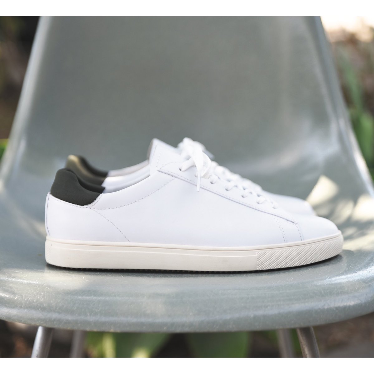 The CLAE Bradley White Leather Green 