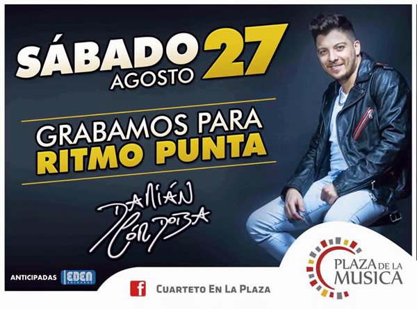 Este sábado grabamos para Ritmo Punta en la #PlazaDeLaMúsica prepará tu bandera y veni a corear todos los temas!!!