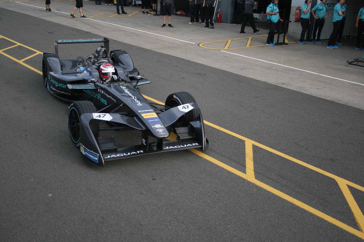 JaguarRacing's tweet photo. What a day at @DoningtonParkUK. Our hunger for racing has never been stronger. #JaguarElectrifies #FormulaE https://t.co/L1htx3xKU9