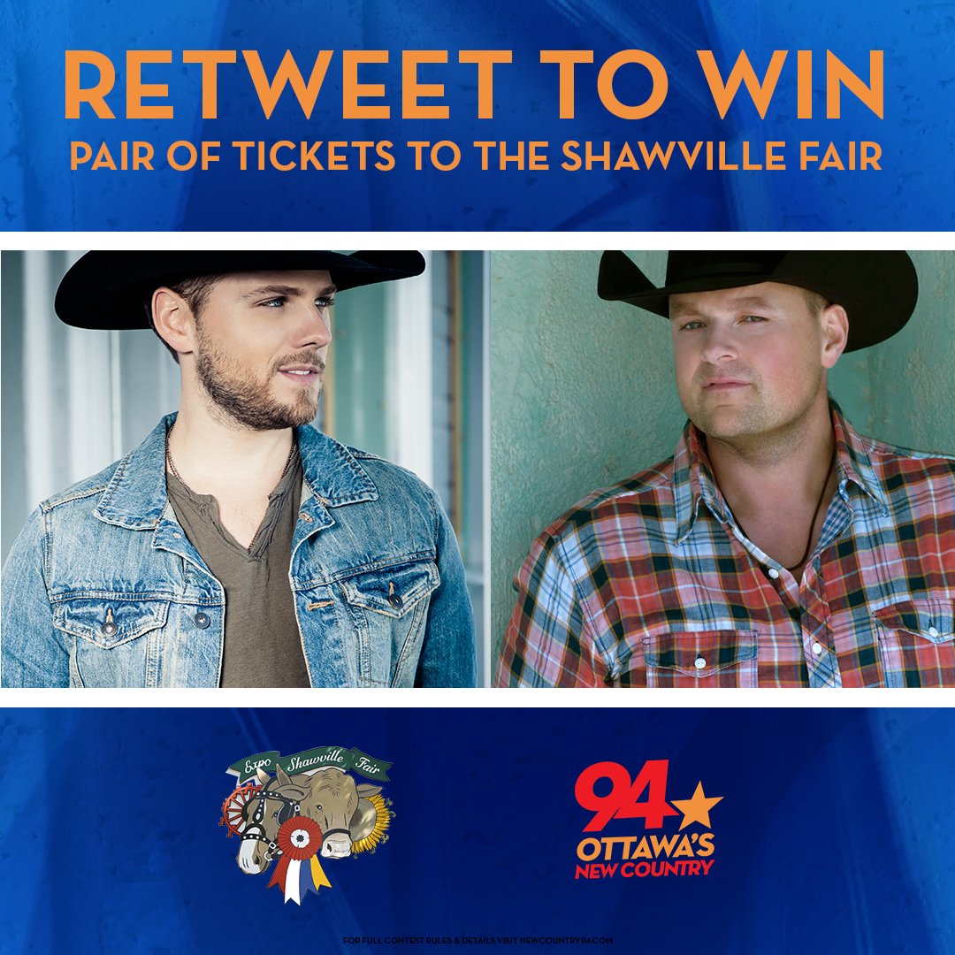 PureCountry94's tweet image. Want to go to the Shawville Fair and see @gordbamford or @BrettKissel !? RETWEET TO WIN TICKETS