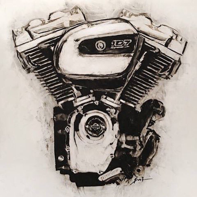 HintzStudios's tweet photo. GIVEAWAY: My drawing of the new #HarleyDavidson Milwaukee Eight motor. Enter Facebook page. https://t.co/h6elsWK0uj https://t.co/UpXP8Jjh1n