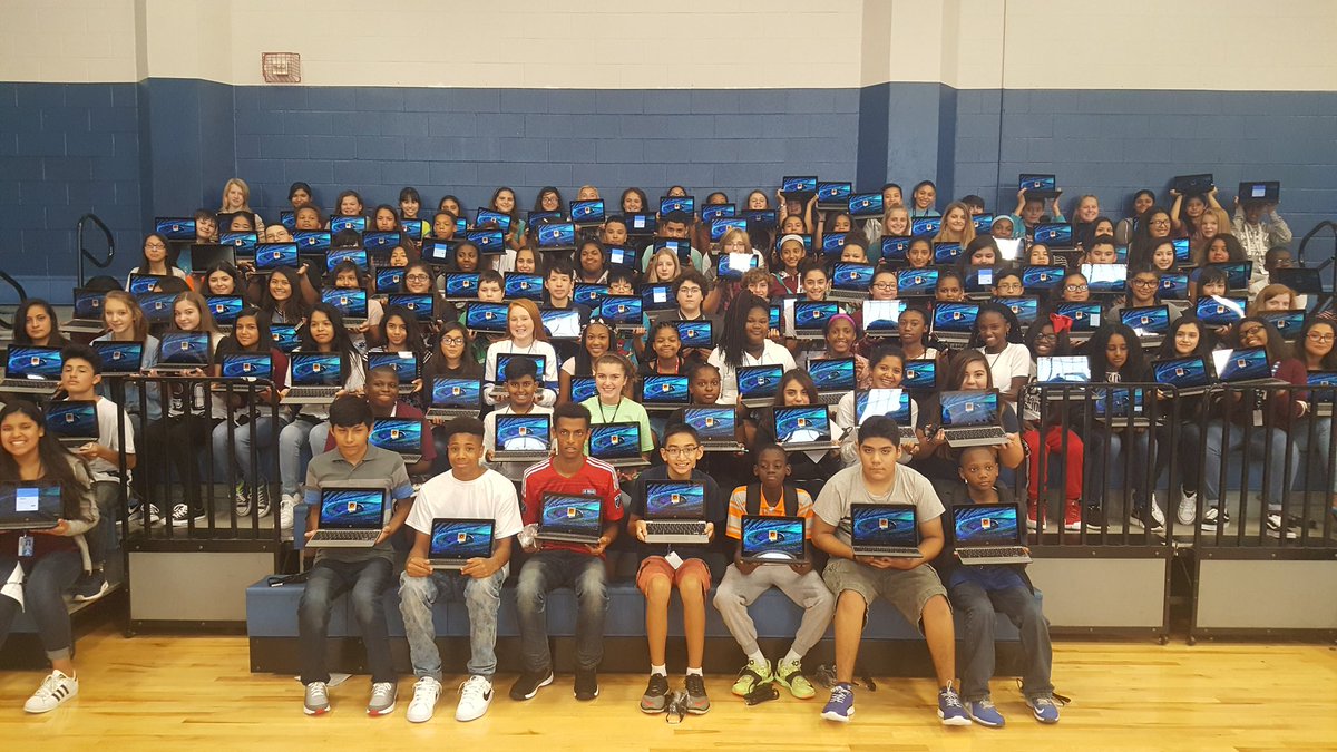 Apollo JHS going 1:1 today! Happy students! #risdgreatness. #chromecampus