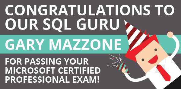 redbrickdata's tweet image. We&apos;re so proud of our #SQLguru Gary Mazzone! He passed his #Microsoft Certified Professional Exam! #FistPump