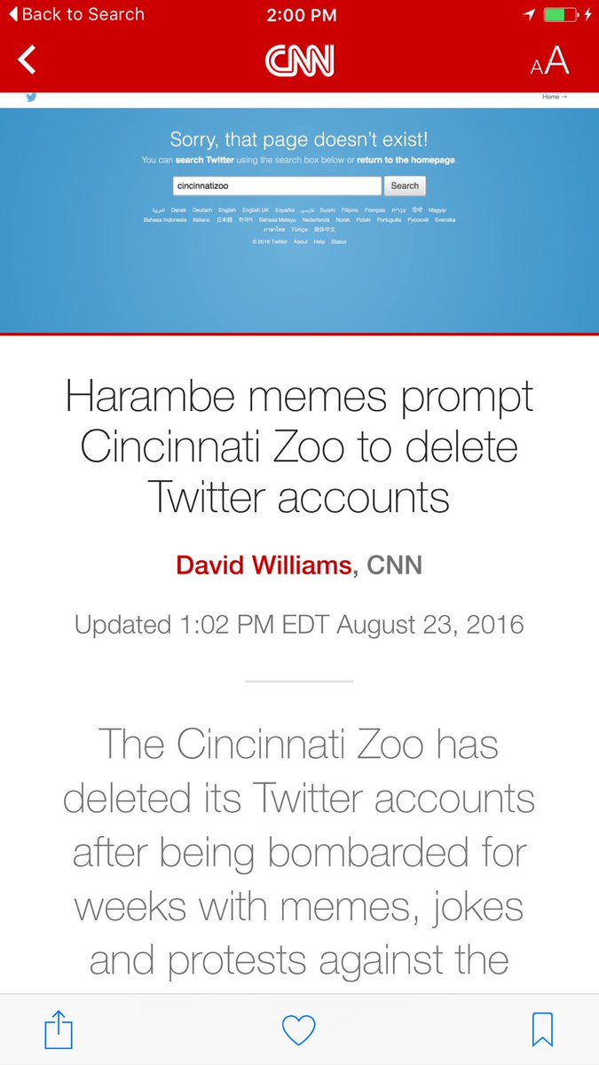 Kenny ➆ on X: We did it Reddit!! Press F to pay respects to the Cincinnati  Zoo's Twitter always remember #harambe  / X