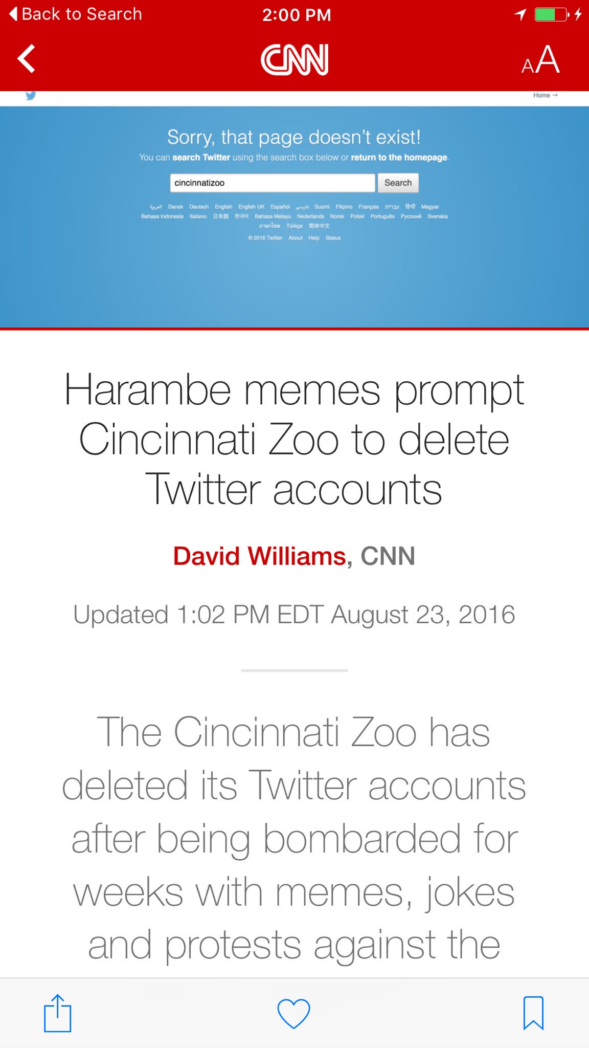 Kenny ➆ on X: We did it Reddit!! Press F to pay respects to the Cincinnati  Zoo's Twitter always remember #harambe  / X