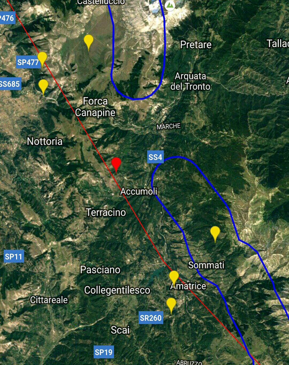 cngeologi's tweet photo. Repliche con intensità superiore a 3.0. In rosso l'evento principale.
Crolli importanti nell'area dell'epicentro. https://t.co/3xY5qFEboK