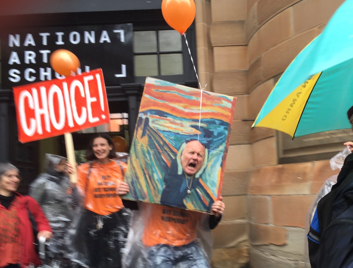 ArtsHub's tweet photo. Threatening independence is worth screaming about @NAS_AU art students march on parliament https://t.co/e9dzrCUgKT