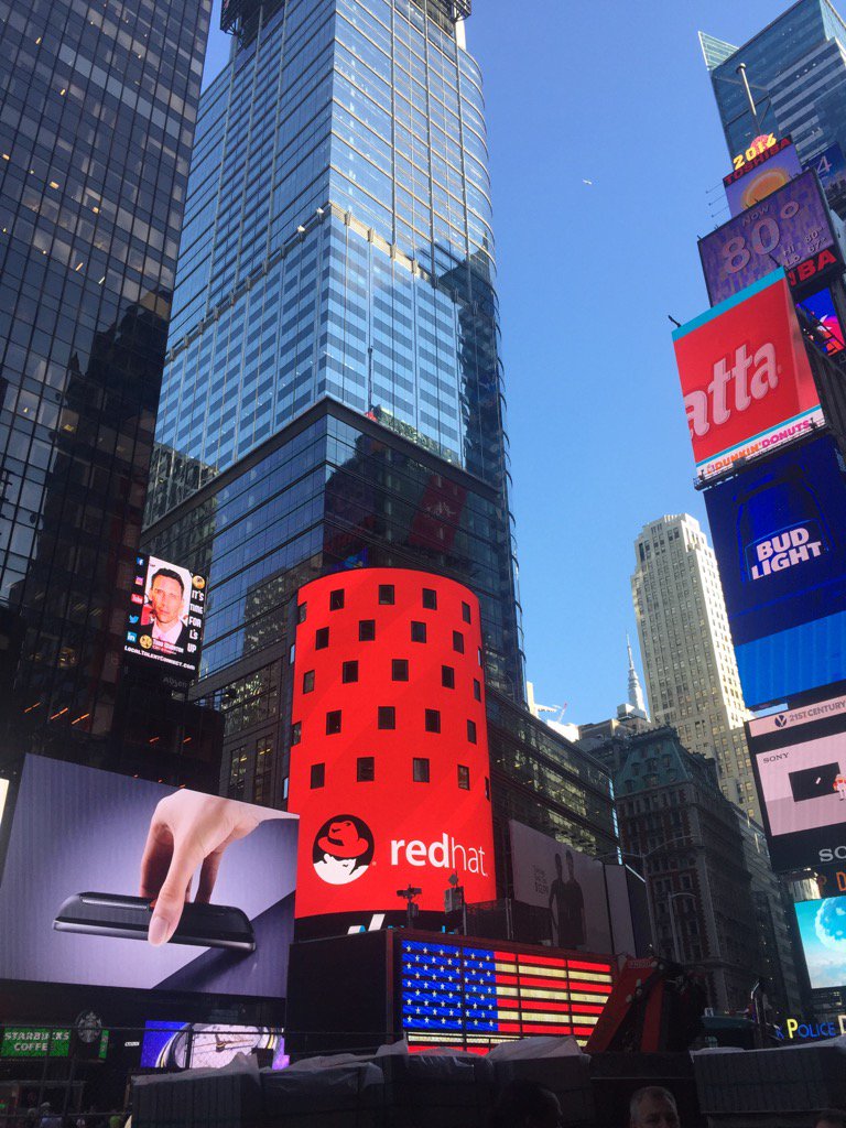 0xF2's tweet image. Shadowman on Times Square! #OpenStackEast
