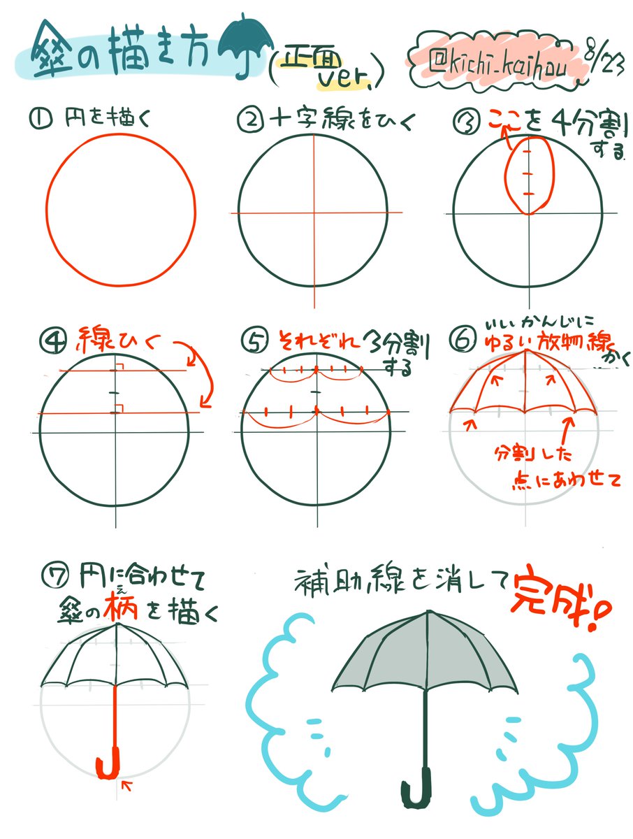 印刷可能 傘 描き方 トップ新しい画像