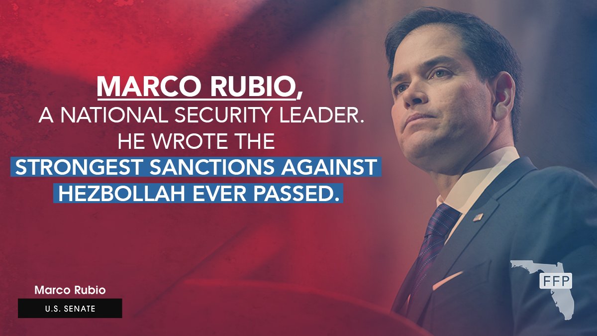 flfirstproject's tweet photo. Marco Rubio has a solid record of fighting to keep America safe. We can count on him to stand up to terrorism. #VoteRubio #FLSen https://t.co/ybuK2uIEIx