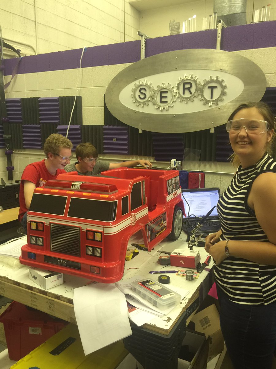 DrDey's tweet photo. South robotics students repurposing/printing toys for toddlers instead of wheelchairs.  Phenomenal. https://t.co/pc7PhG2A4d