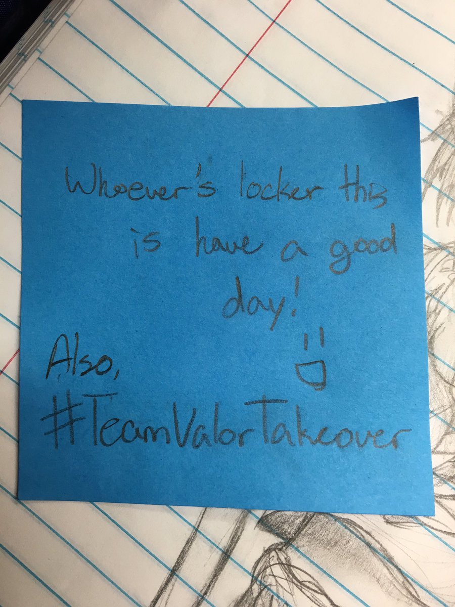 nfflying's tweet photo. @PKGOTeamValor @ValorAppalachia #TeamValor #TeamValorTakeover gonna put this on some random dude's locker XD https://t.co/TCIASPpOpo