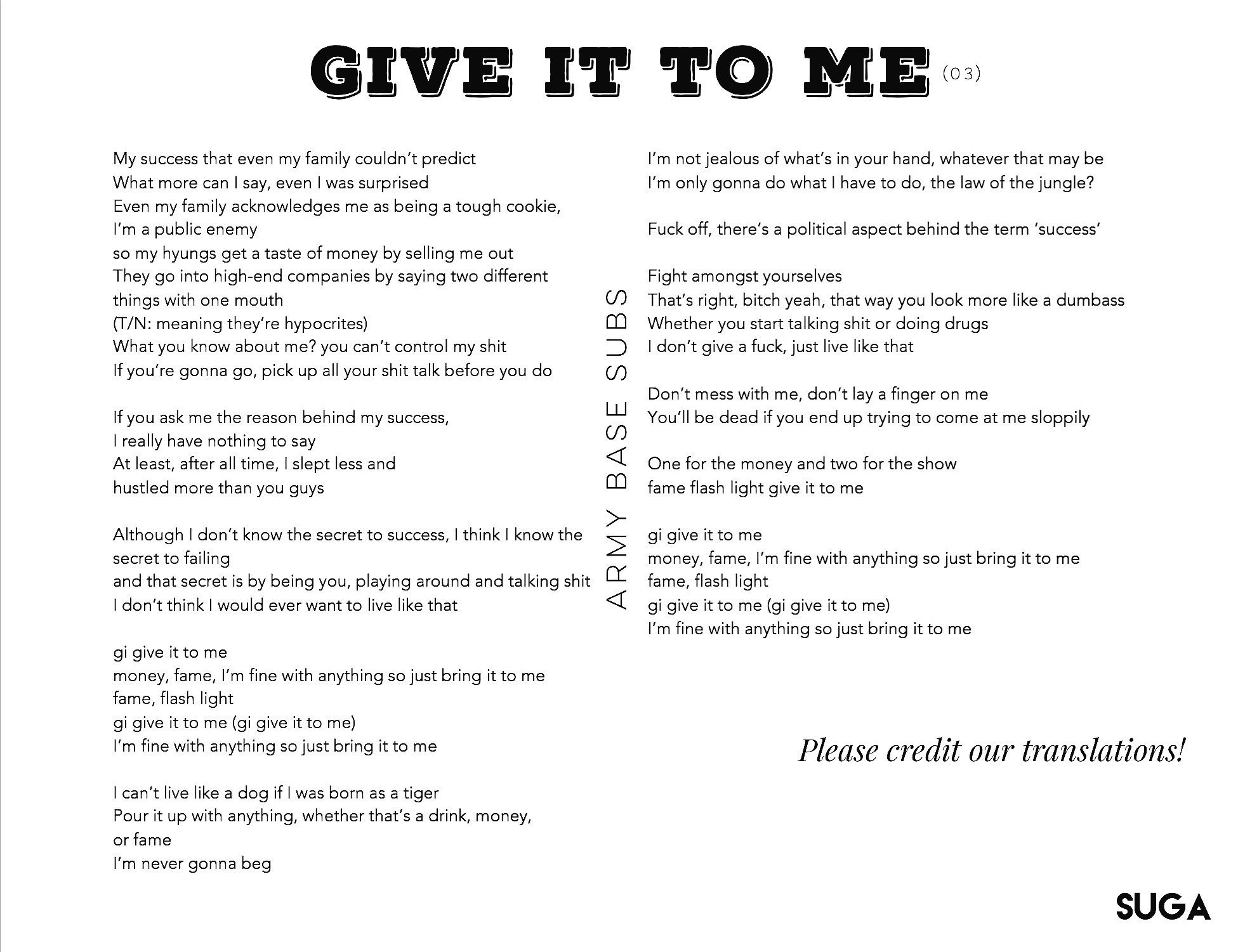 Dyana Ashley Sigmond Agust D Give It To Me Lyrics T Co Chvq3pm5oc Twitter